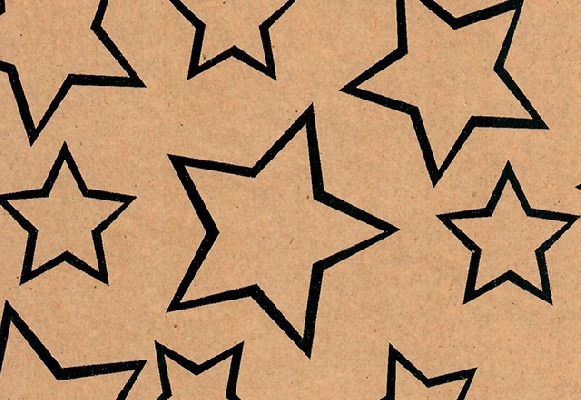 PAPEL DE REGALO KRAFT ESTRELLA  NEGRA